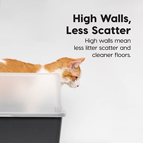IRIS USA Open Top Cat Litter Tray with Scoop and Scatter Shield