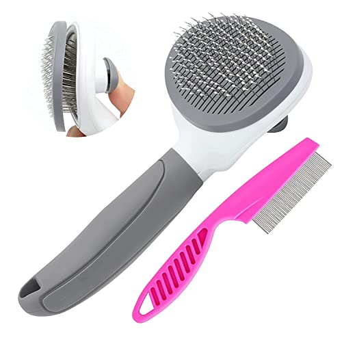 Self-Cleaning Cat Brush for Shedding (Grey)