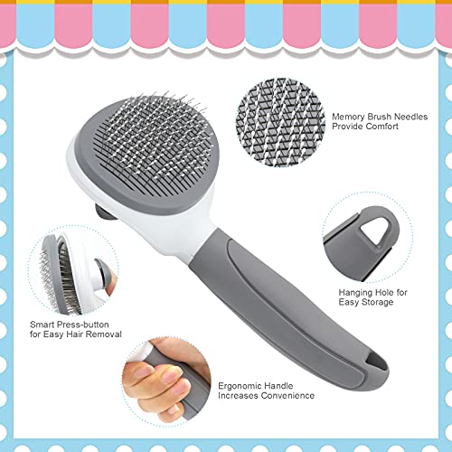 Self-Cleaning Cat Brush for Shedding (Grey)