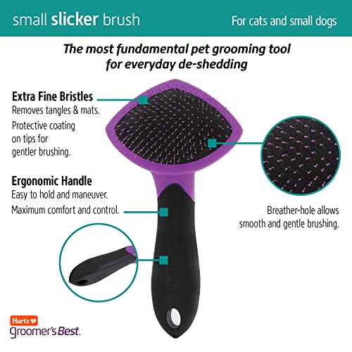 HARTZ Best Small Slicker Brush for Cats, Black/Violet