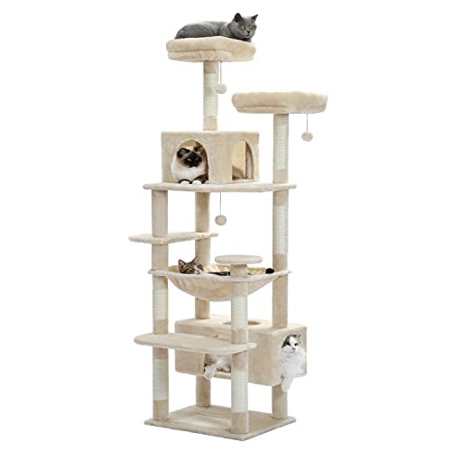 72" Cat Tree with Scratching Posts, Perches, Condo, Basket