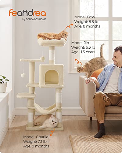 44.1-Inch Feandrea Cat Tree with Scratching Posts, Perches