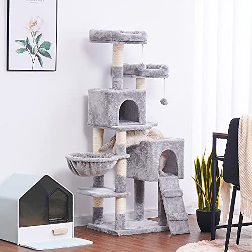 58'' Multi-Level Cat Tree Condo Furniture with Sisal-Covered Scratching Posts