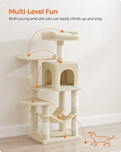 44.1-Inch Feandrea Cat Tree with Scratching Posts, Perches