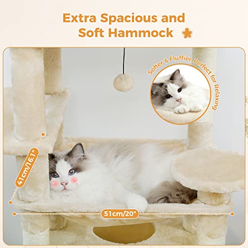 72" Cat Tree with Scratching Posts, Perches, Condo, Basket