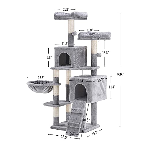 58'' Multi-Level Cat Tree Condo Furniture with Sisal-Covered Scratching Posts
