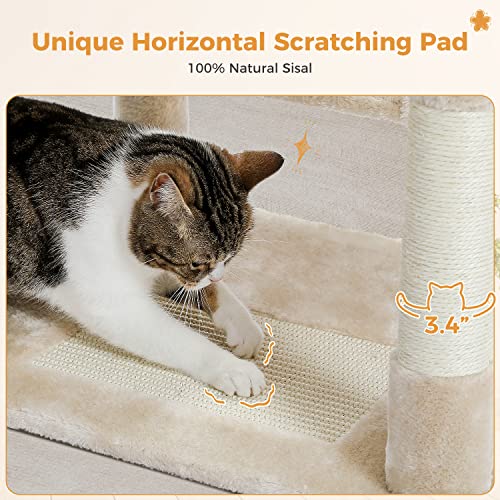 72" Cat Tree with Scratching Posts, Perches, Condo, Basket