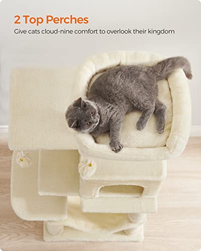 44.1-Inch Feandrea Cat Tree with Scratching Posts, Perches