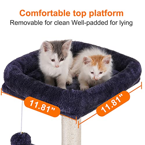 Smoky Gray Cat Tree with Hammock and Scratching Posts