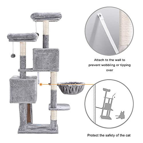 58'' Multi-Level Cat Tree Condo Furniture with Sisal-Covered Scratching Posts
