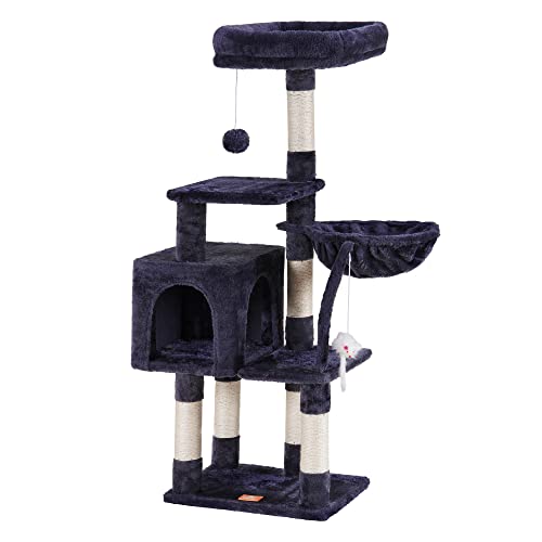 Smoky Gray Cat Tree with Hammock and Scratching Posts