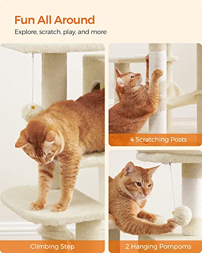 44.1-Inch Feandrea Cat Tree with Scratching Posts, Perches