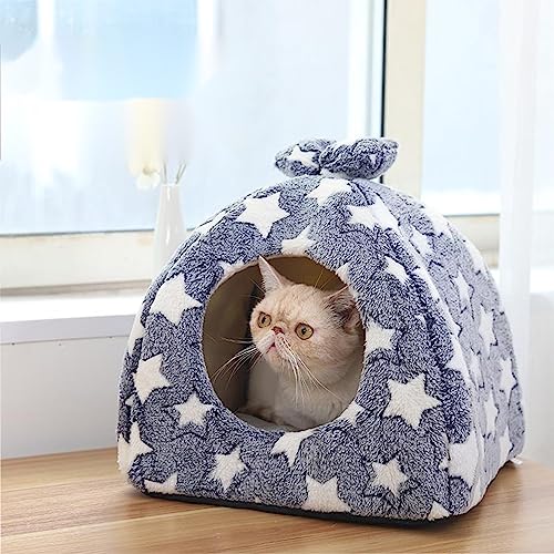 Cozy Flannel Cat Bed Cave: Foldable & Self-Warming
