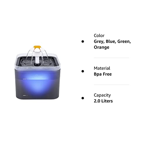 67oz Fantasy Cat Water Fountain with LED Light and Filter