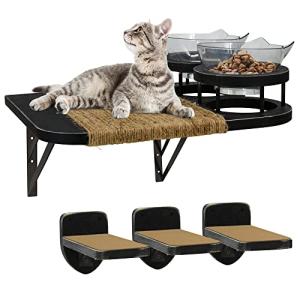 MEMOORIAL Cat Hammock Cat Wall Shelves with 3 Steps, Cat Shelves and Perches with 2 Cat Food Shelf, Cat Climbing Shelf