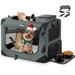 Reerooh Large 24"x17"x17", Soft Sided Cat Carrier Collapsible Travel Carrier Bag