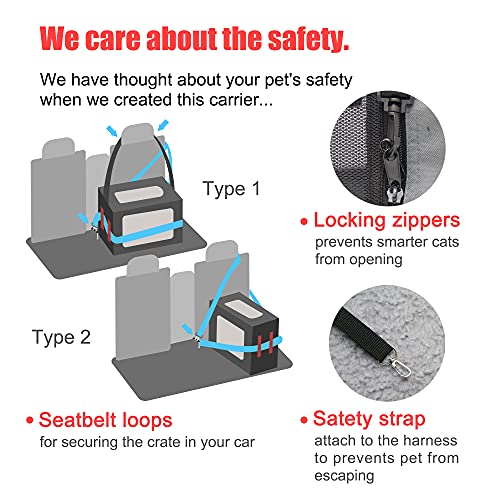 Prutapet Large Cat Carrier 24"x16.5"x16.5" Soft-Sided Portable Pet Crate