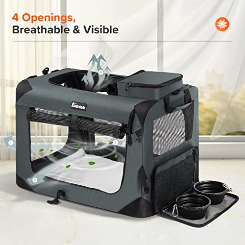 Reerooh Large 24"x17"x17", Soft Sided Cat Carrier Collapsible Travel Carrier Bag