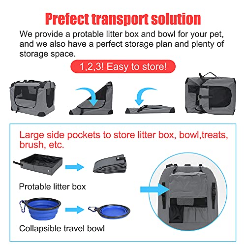 Prutapet Large Cat Carrier 24"x16.5"x16.5" Soft-Sided Portable Pet Crate