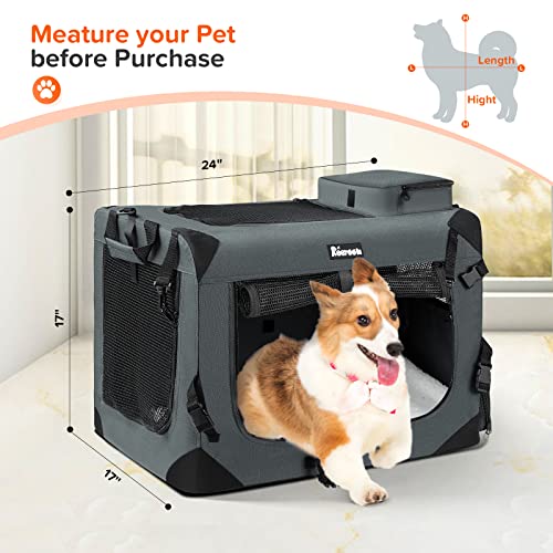 Reerooh Large 24"x17"x17", Soft Sided Cat Carrier Collapsible Travel Carrier Bag