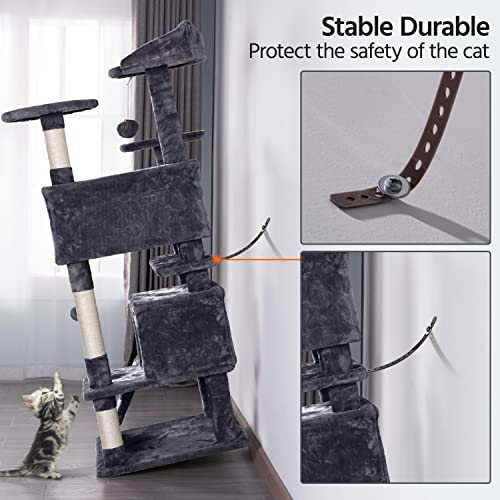 Yaheetech 54in Cat Tree Tower Condo Furniture Scratch Post