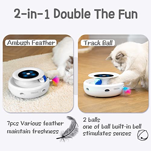 ORSDA Cat Toys 2in1 Interactive Cat Toys for Indoor Cats with Timer and Feathers