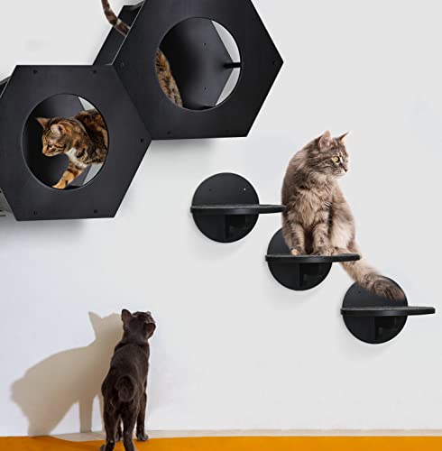 Ziprofly Modern Wall Furniture For Cats, 1 Shelf And 3 Steps