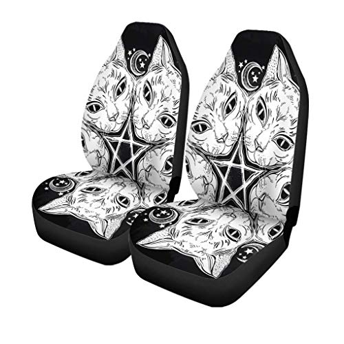 Black Cat Head Car Seat Covers - Set of 2