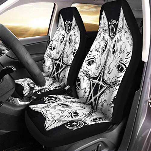 Black Cat Head Car Seat Covers - Set of 2