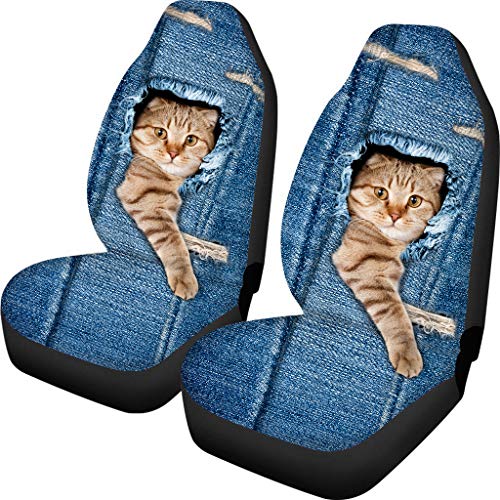 Funny Cat Design Car Seat Covers - Set of 2