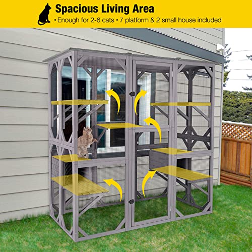 Aivituvin Large Outdoor Cat Enclosure: With Platforms and Houses