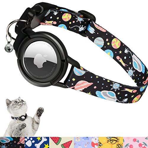 AirTag Cat Collar with GPS and Bell - Black