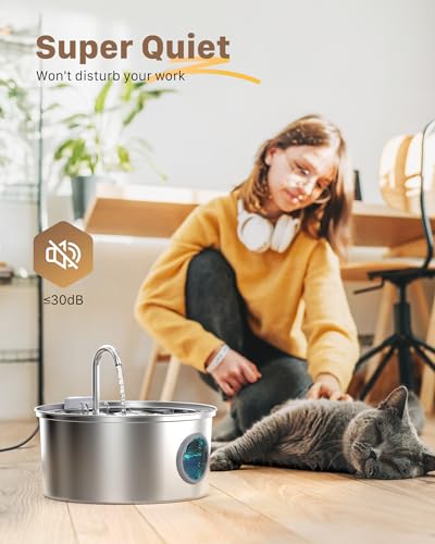 Stainless Steel Cat Water Fountain - 108oz/3.2L