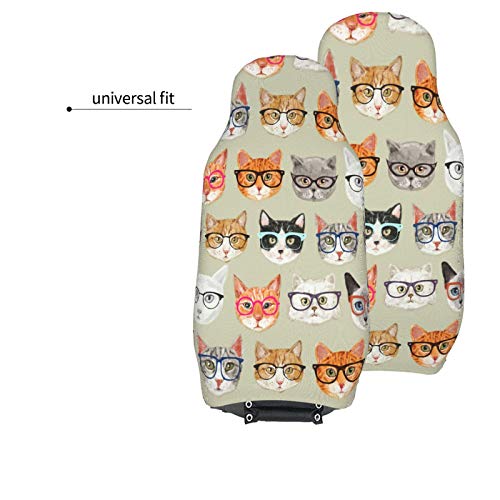 Cat Print Car Seat Covers, 2 PCS