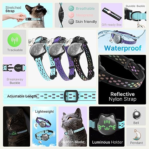 Luminous Fish Pattern Cat Collar with Hidden GPS Tracker