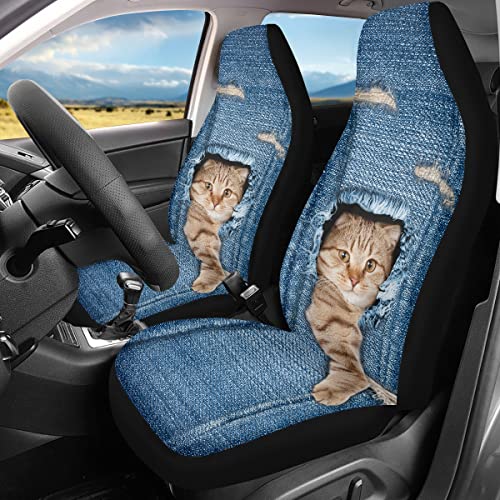 Funny Cat Design Car Seat Covers - Set of 2