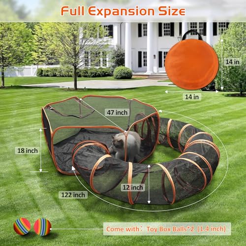 MAMI&BABI Outdoor Cat Tent with Tunnel, Portable Playpen