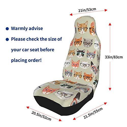 Cat Print Car Seat Covers, 2 PCS