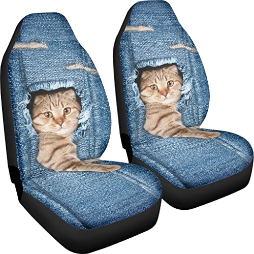 Funny Cat Design Car Seat Covers - Set of 2