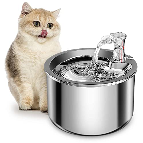Stainless Steel Cat Water Fountain, Ultra-Quiet Pump