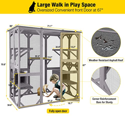 Aivituvin Large Outdoor Cat Enclosure: With Platforms and Houses
