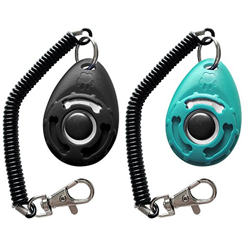 HoAoOo Pet Training Clicker - Dog Training Clickers (Black + Blue)