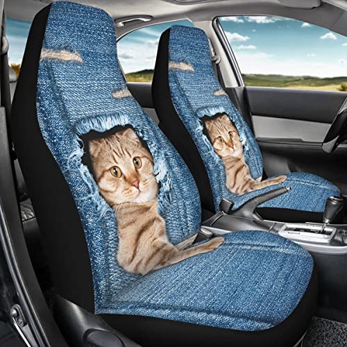 Funny Cat Design Car Seat Covers - Set of 2