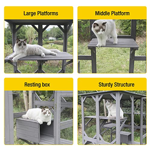 Aivituvin Large Outdoor Cat Enclosure: With Platforms and Houses