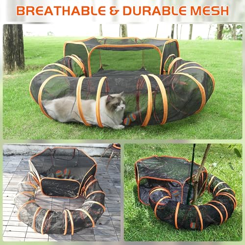 MAMI&BABI Outdoor Cat Tent with Tunnel, Portable Playpen