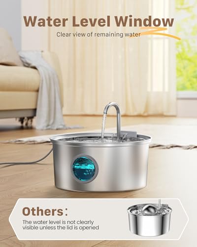 Stainless Steel Cat Water Fountain - 108oz/3.2L