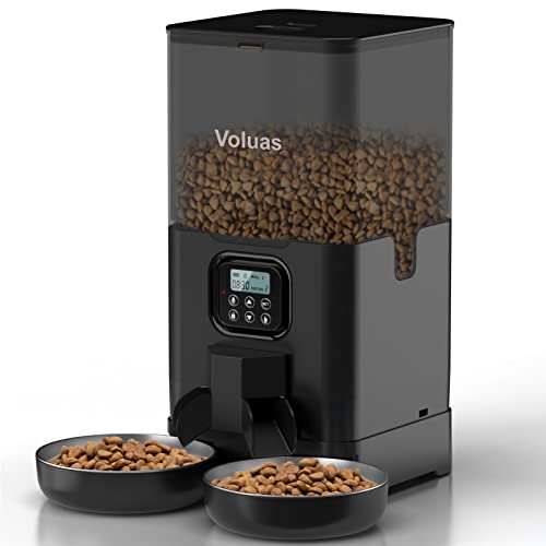 Voluas Double Pet Feeder: Timed Cat Feeder, 6L