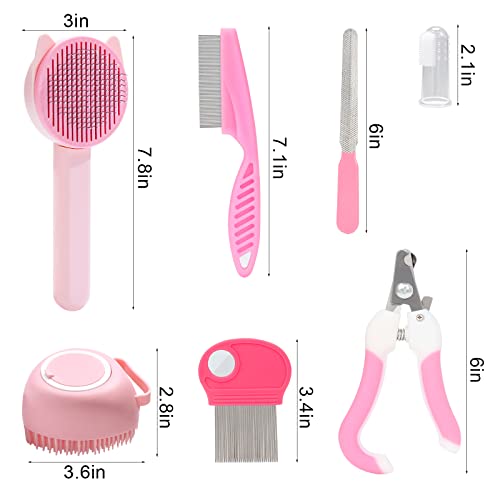 8-Piece Cat Grooming Kit - Pink