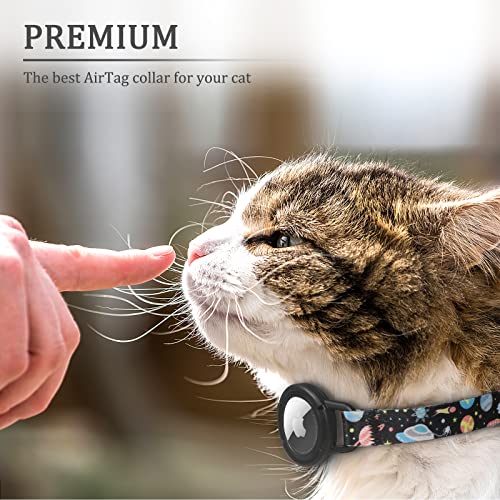 AirTag Cat Collar with GPS and Bell - Black
