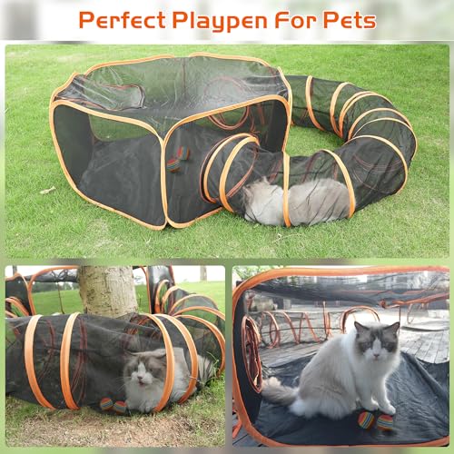 MAMI&BABI Outdoor Cat Tent with Tunnel, Portable Playpen